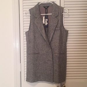 Gray Mid-length Collared Vest